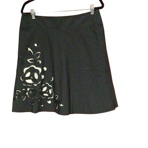 Express black with floral design skater skirt with zipper in back size 10